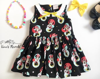 Minnie Mouse Collared Girls Dress- Disney Dress- Girls Dress- Baby Dress