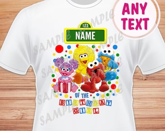 Any Name for Design. Sesame Street. Elmo, Abby Digital File. Printable Iron on Transfer. Family Birthday Shirts. Within 24 hours.
