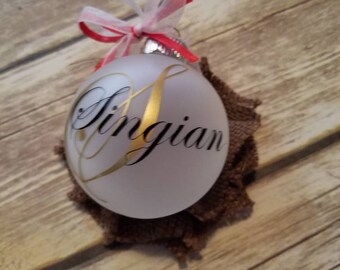 Frosted personalized last name ornaments