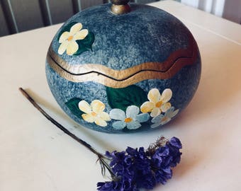 Vintage Hand Painted Gourd Keepsake Box