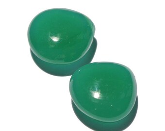 2 Pcs Green Chalcedony Smooth Polished Heart Briolette Size 15x15mm Approx