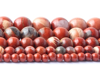 Natural Red Jasper Beads, Loose Gemstone Beads, Smooth Round Stone Beads 6mm 8mm 10mm 15'' Strand