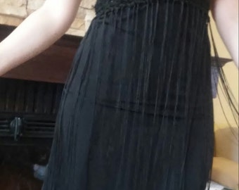 Dress with top crochet, fringe and beads