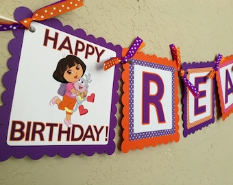 NEW STYLE "2 IN 1" Dora Birthday Banner, Dora The Explorer Birthday Party, Dora The Explorer Birthday, Dora The Explorer Party, Dora