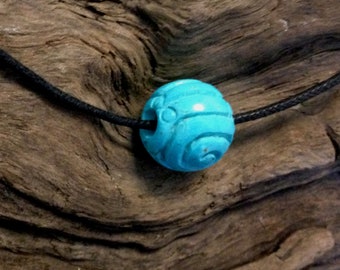 Hand Carved Turquoise Bead.