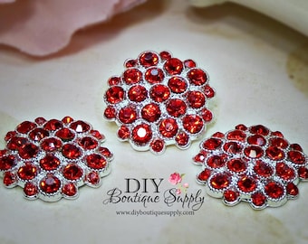 Valentine's Day RED Crystal Rhinestone buttons Metal Rhinestone Flatback Crystal Embellishment flower centers Scrapbooking 5pcs 25mm 443061