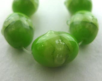 Green faux lampwork beads made of polymer clay