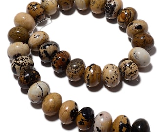 Picture Jasper Beads, Picture Jasper Rondelles, 18mm Beads, 15 Inch Strand, SKU-MM35