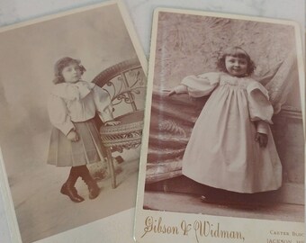 Check Out Russell's Curls: Lot of 2 Cabinet Cards Featuring Russell B Reed at Ages 2 & 3, Two Different Photographers From Jackson, Michigan