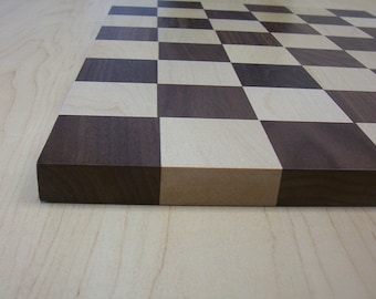 Hardwood walnut and maple chessboard 2-1/4" playing squares