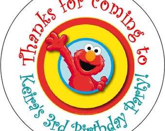 12 printed Sesame Street Elmo Cookie Monster 1st Theme Birthday Party Stickers 2.5 inch Round Personalized kids
