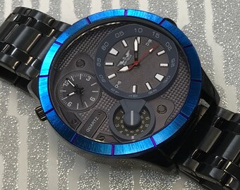 Dual Time XL Steel Bracelet Mens Watch By Softech London