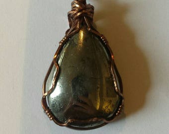 Polished Pyrite Wire wrapped Pendant!