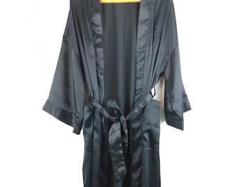 Christian Dior Vintage Black Silk Robe Kimono Duster