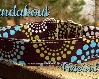 Dog Collar, Polka Dot Dog Collar, Blue Dog Collar, Green Dog Collar, Dog Collar for a Girl, Martingale Dog Collar, Female Dog Collar