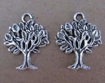Tibetan tree charm 10 pcs charm tree silver tree charm