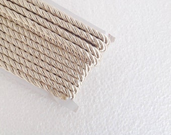1.1 yards beige , 5 mm twist cord, twisted , Wrapped Thread Cord, Satin Twisted cord , Decoration,Fabric Rope Trim Accent for Crafting