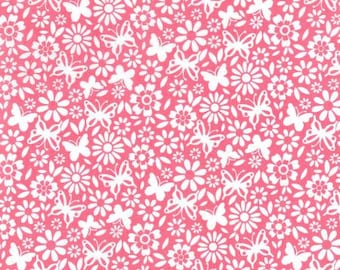 NEW! Fabric by the Yard - Fat Quarter Bundle - Quilt fabric - Pink Floral Fabric - Butterfly Fabric - Fabric Bundle - Flutterby