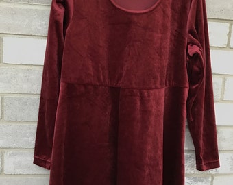 Red Tunic Dress / Longsleeve Winter Linen Dress Shirt Dress