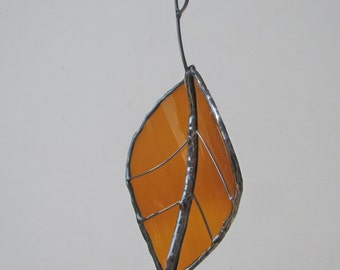 Brown Beech Leaf - Upcycled Stained Glass Suncatcher