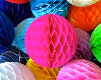 Hot Pink 10 Inch Honeycomb Tissue Paper Balls - Paper Party Decor Decoration Supplies