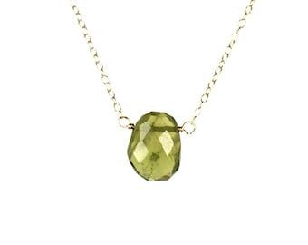 Peridot necklace - green peridot - august birthstone - healing crystal - crystal necklace - a genuine peridot on a 14k gold vermeil chain