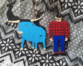 Paul Bunyan and Babe the Blue Ox Ornament