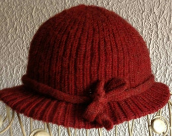 Hippie-boho SALE!!! Mütze Hut cap Wolle vintage 70's designer bordeaux retro hat vintage art and crafts