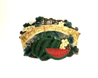Cast Iron Watermelon Trivet, Vintage Trivet, Cast Iron Plaque