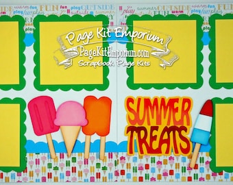 Scrapbook Page Kit Layout Summer Treats Ice Cream Popsicle Boy Girl 2 page Scrapbook Layout Kit 51