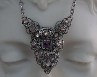 Antique - FABULOUS - Filigree - Highly Decorative - Amethyst - Necklace - c1900