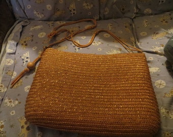 Vintage boho woven Straw Shoulder handbag