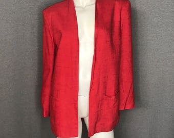 CHRISTIAN DIOR Red Linen Jacket Size: 8
