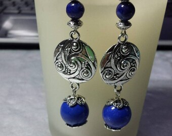 Large genuine lapis lazuli earrings