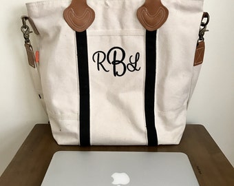Canvas Laptop Bag - Personalized - Canvas Laptop Tote - Monogram Computer Bag - Flight Bag