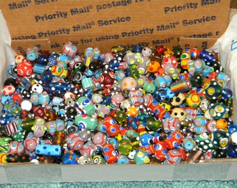 NEW 3 POUNDS Glass Bumpy Lampwork / Murano / Millefiori / Chevron 8mm-30mm Glass beads Random pick mix