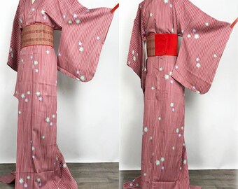 K020407 Japanese Do-Nuki "Odori" Komon Kimono Vintage