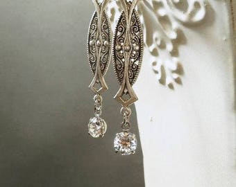 Art Deco Wedding Earrings - Art Deco Jewelry - 1920s Jewelry - Jewelry for Bride - Downton Abbey Style Jewelry - Womens Jewelry