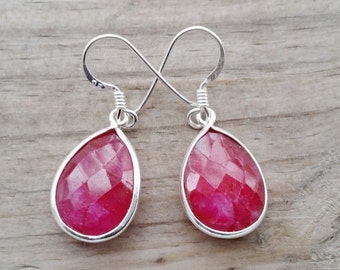 Ruby Earrings - Ruby Jewelry - July Birthstone Earrings - Silver Ruby Earrings - Ruby Gemstone Earrings
