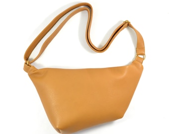 Emilie - Tan Brown Leather Shoulder Bag Handmade AW17