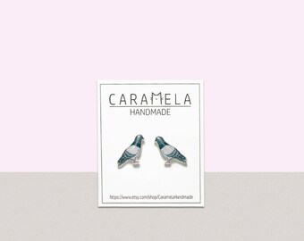 Pigeons Stud Earrings Bird stud earrings Bird earrings Pigeons post earrings Pigeons jewelry Gift idea