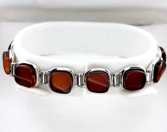 Amber Stones Bracelet, Amber & Silver Bracelet, Amber Link Bracelet, Sterling Silver Bracelet, Baltic Amber Bracelet, Amber Jewellery