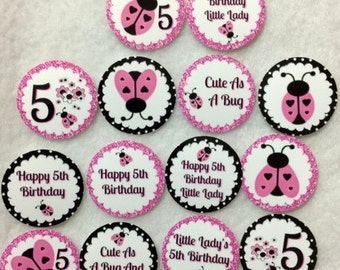 Set of 50/100/150/200 Personalized Ladybug 5th Birthday Party 1 Inch Confetti Circles