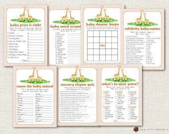 Giraffe Baby Shower Games - Baby Shower Games, Giraffe Shower Games, Jungle Animal Baby Shower Games, Safari, Giraffe Games - Printable, DIY
