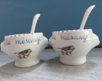 Set of two mini decorated bowls "Chickadee"