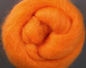 NZ Corriedale Wool - Tangerine Roving