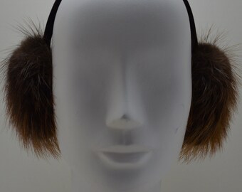 Real Long Hair Beaver Fur Earmuffs made in usa new