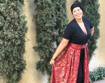 Plus Size 1X to 3X *** Gold and Red STUNNING Waistcape!!!