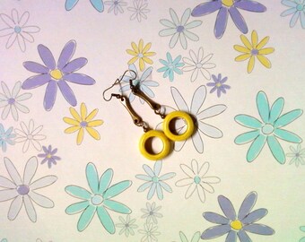 Yellow Hoop Drop Earrings (2271)