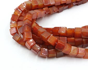 12mm red agate square beads 15" strand
